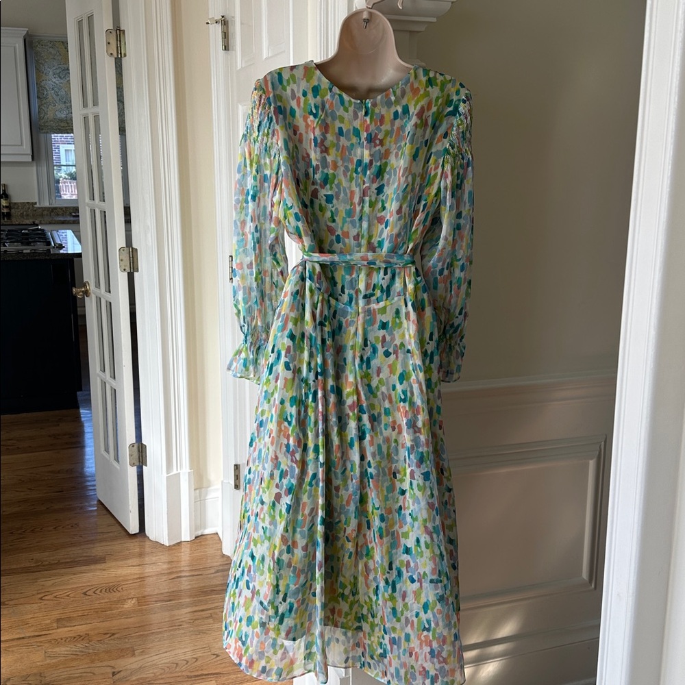 The Fold London The Versailles Abstract Print Silk Midi Dress US 10 - Picture 4 of 11